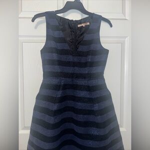 Hutch Black and Navy Sparkle Striped Formal Dress